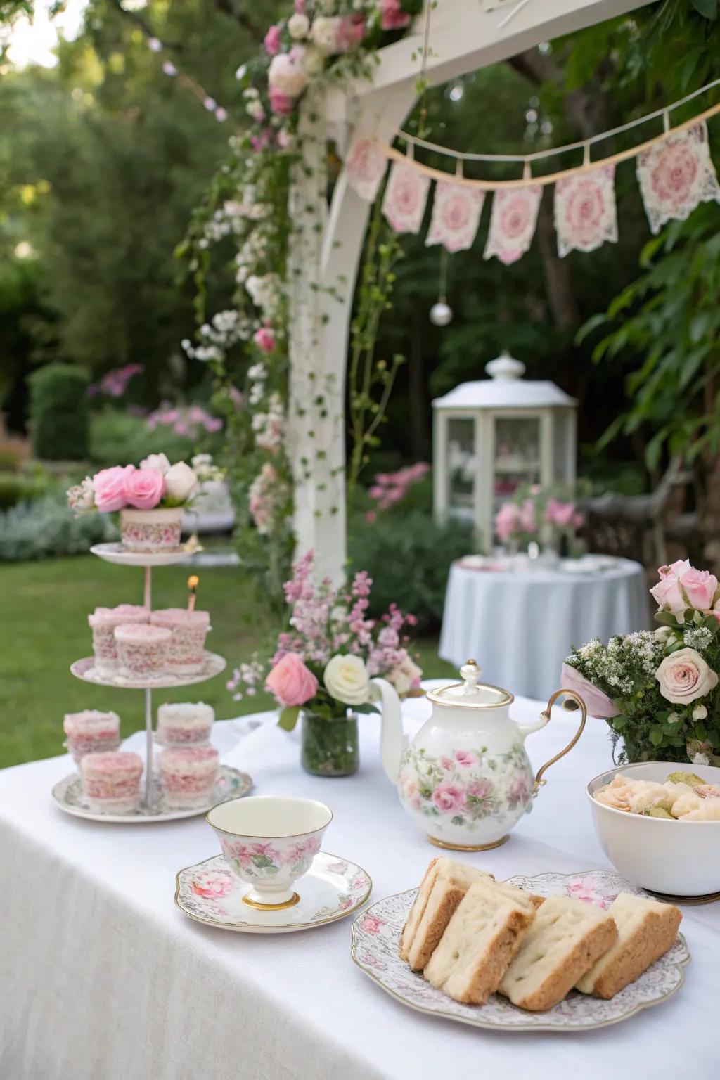 A garden tea gathering exudes elegance and sophistication.