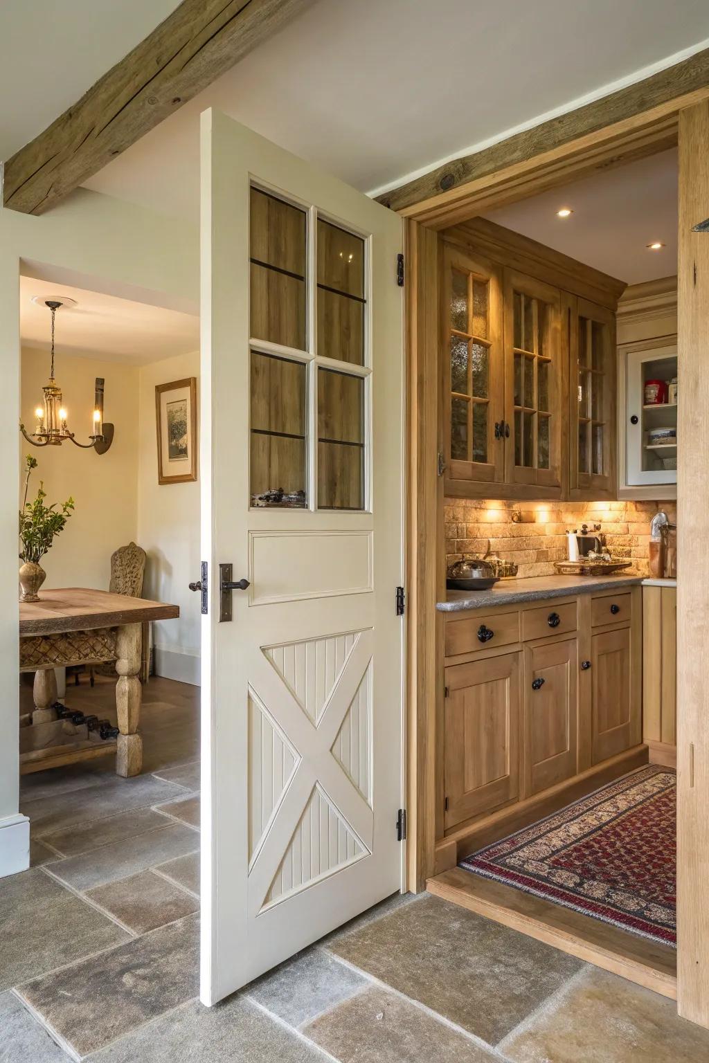 Split-panel doors inject charm and function into any kitchen.
