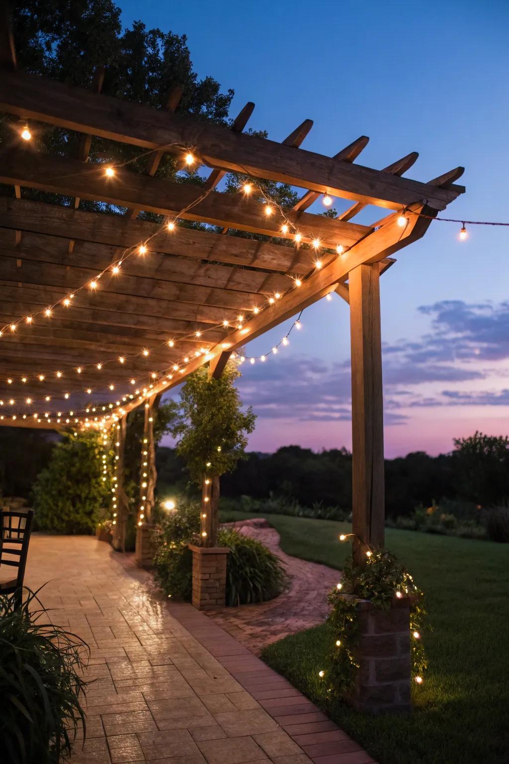 String lights add a magical touch to your shade at night.