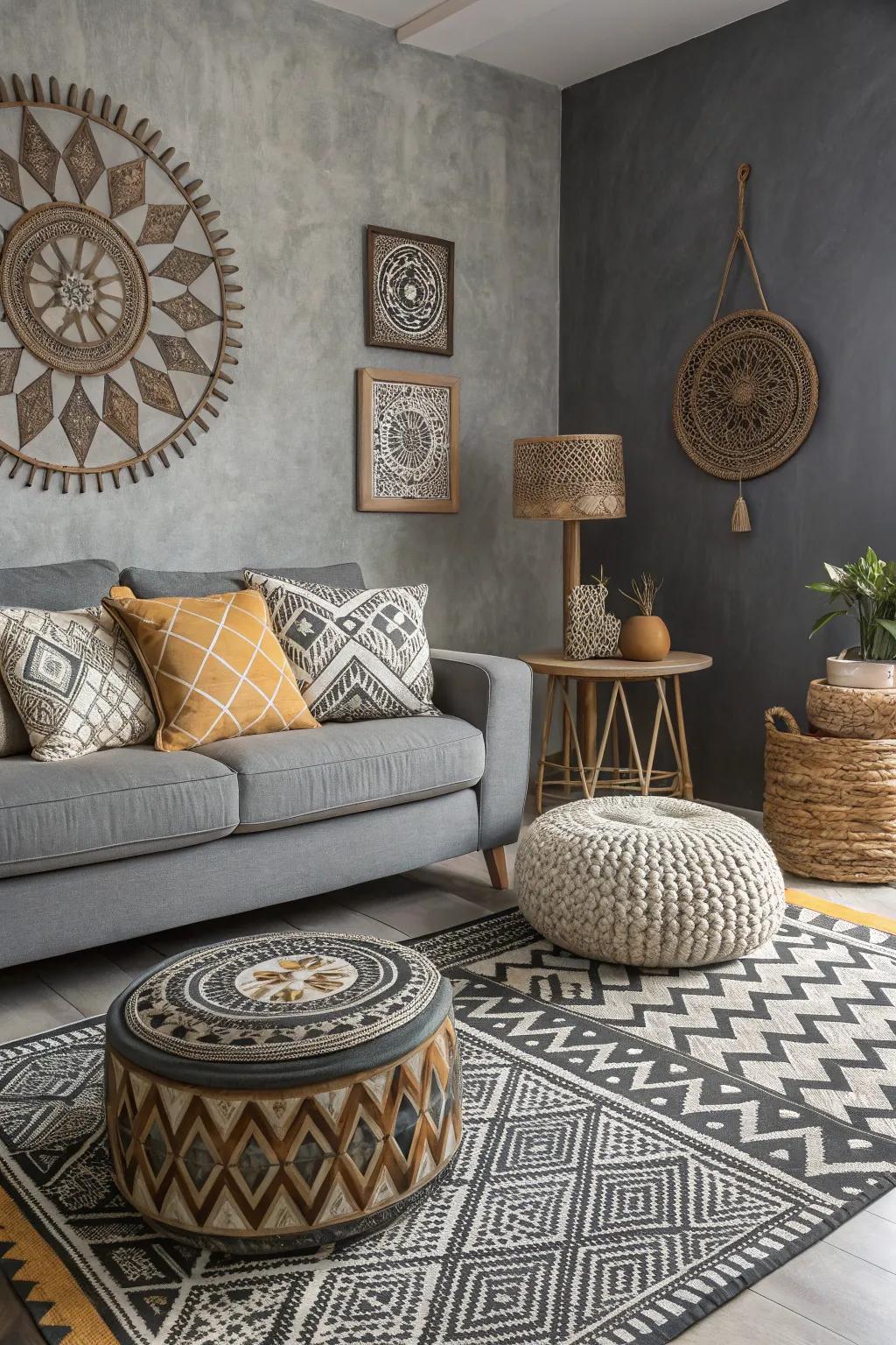 Layering patterns for visual intrigue.