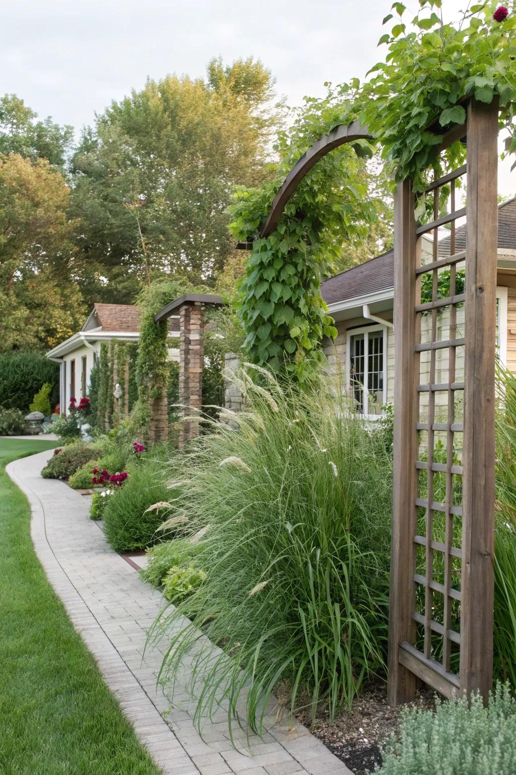 Vertical plant compositions draw the eye and add interest.