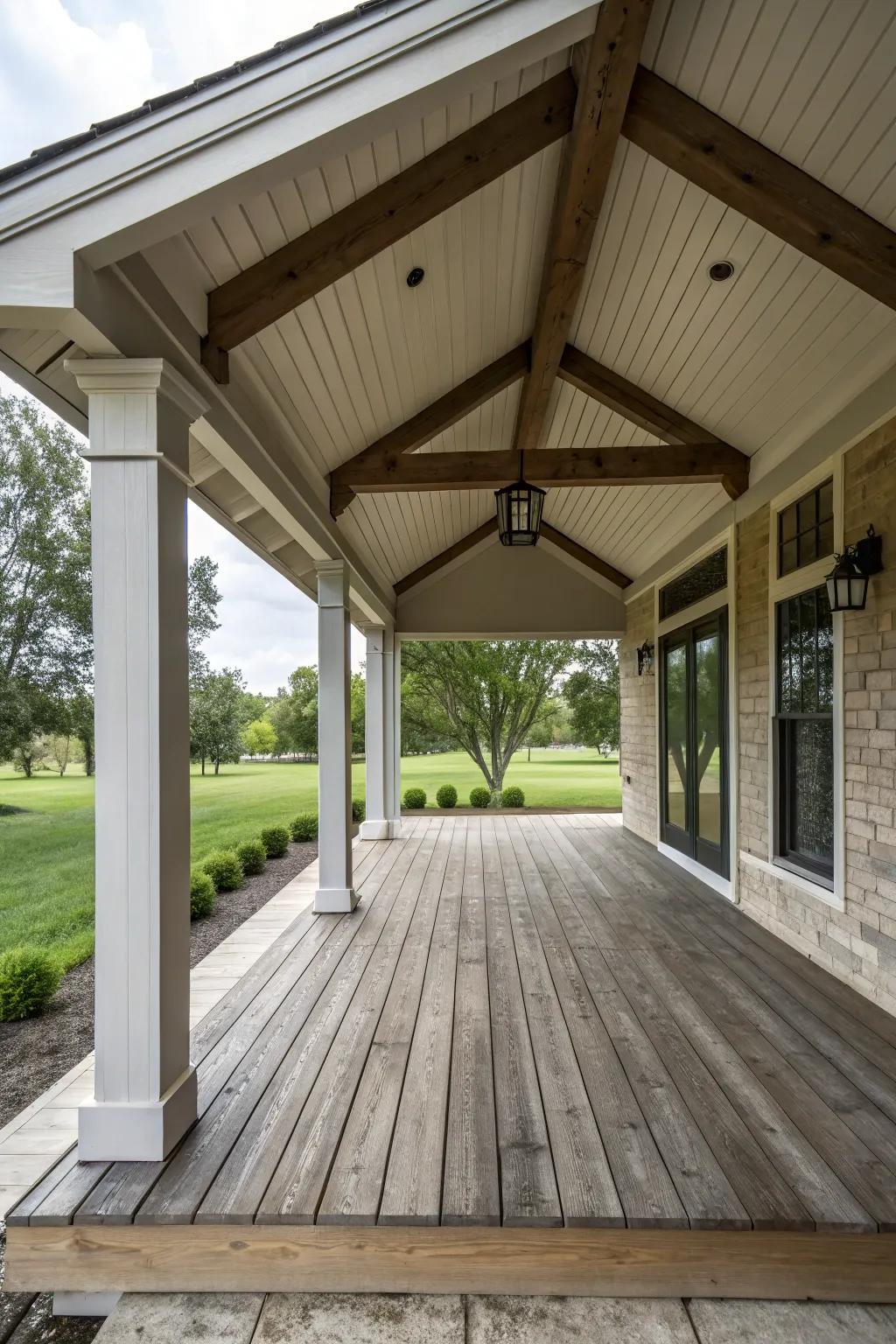 Sturdy and attractive hip roof design.