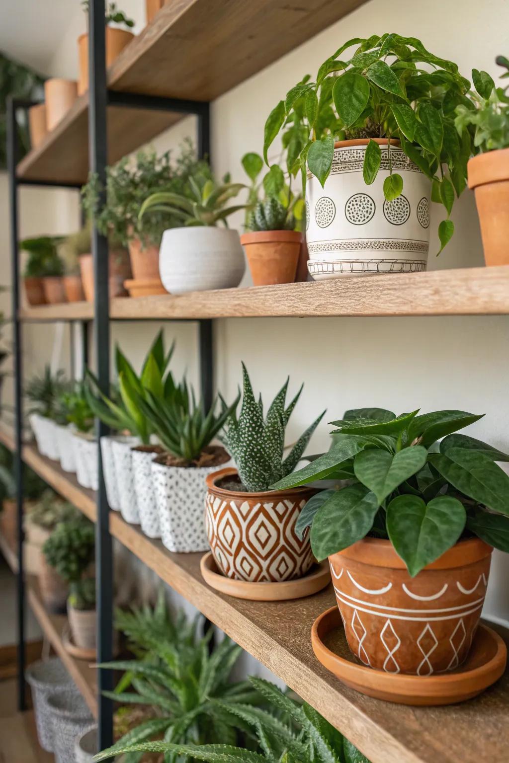 Amalgamate diverse planter textures for heightened visual enrichment.