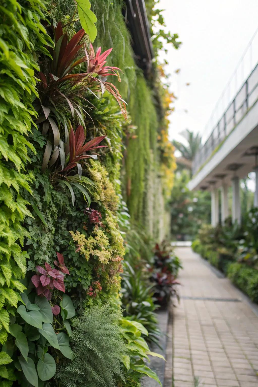 Vertical gardens offer a lush and private backdrop.