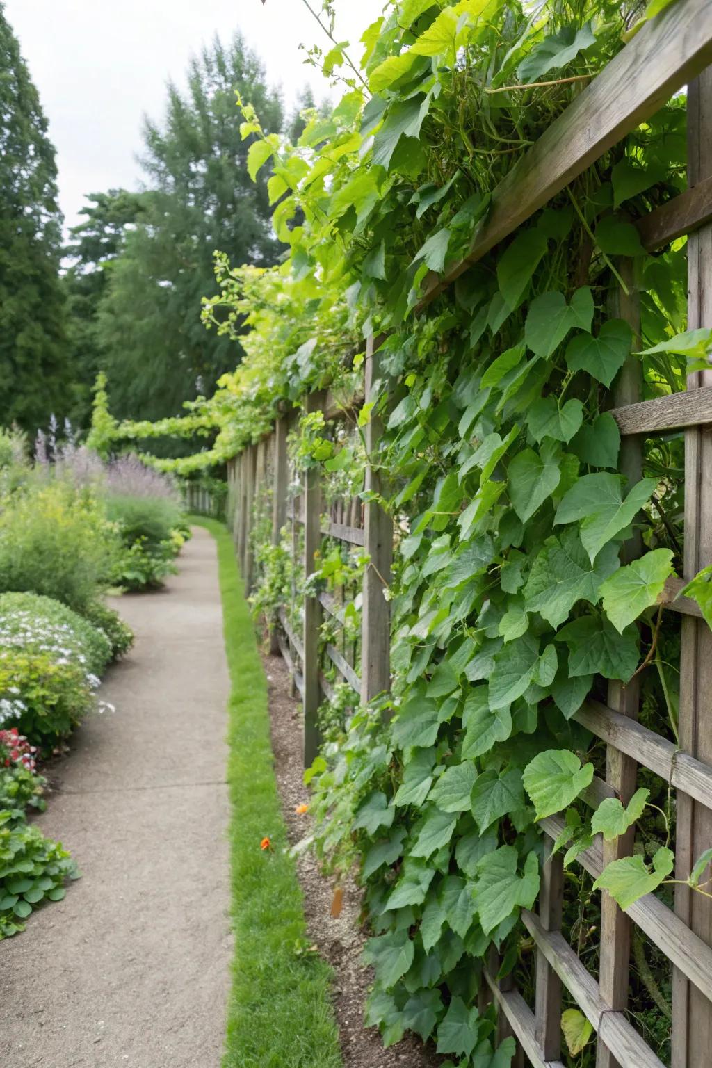 Vines establishing a vibrant, green boundary.