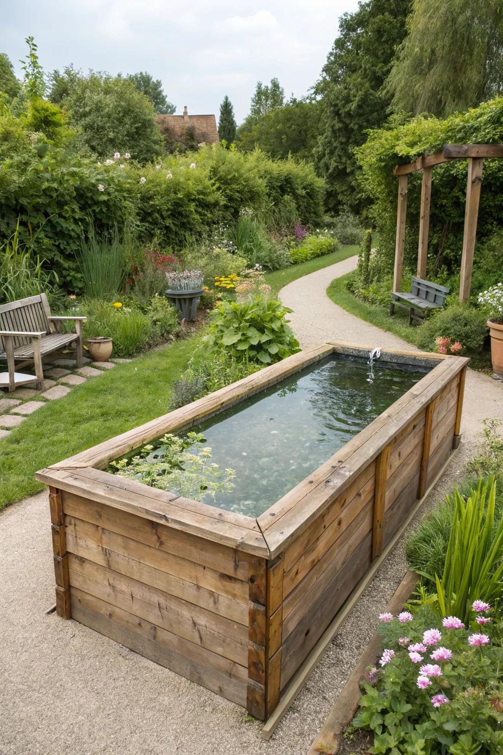 Elevated ponds provide security and design for family gardens.