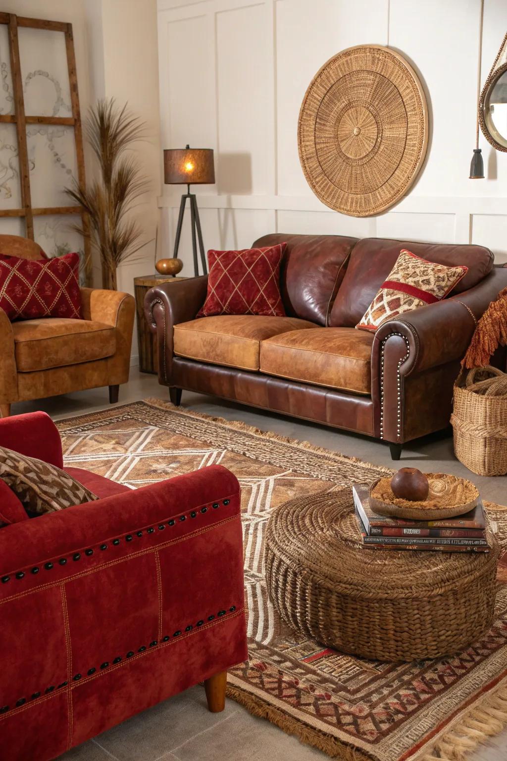 A mix of textures adds richness and depth to the decor.