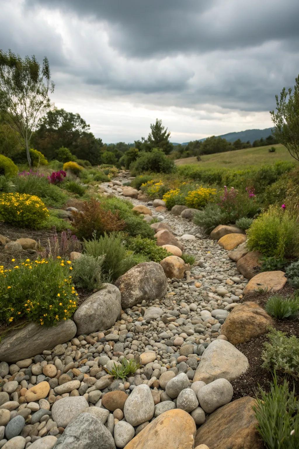 Add movement to your garden with a dry creek bed.