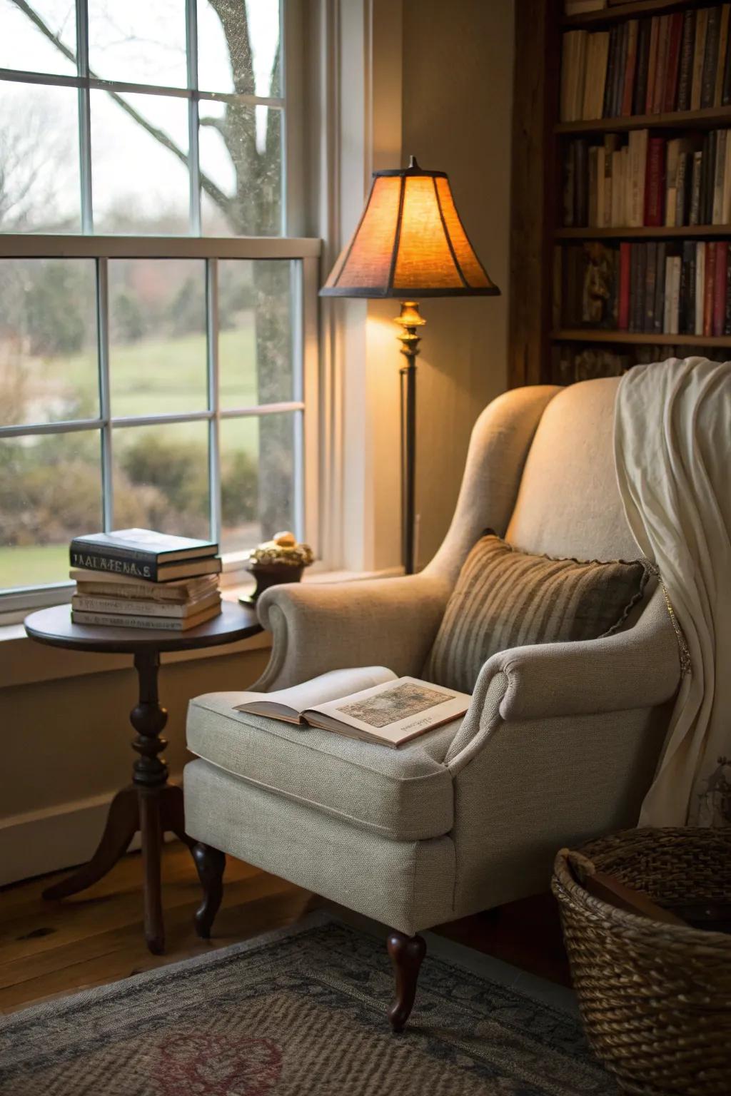 A cozy reading nook, beckoning you to unwind.