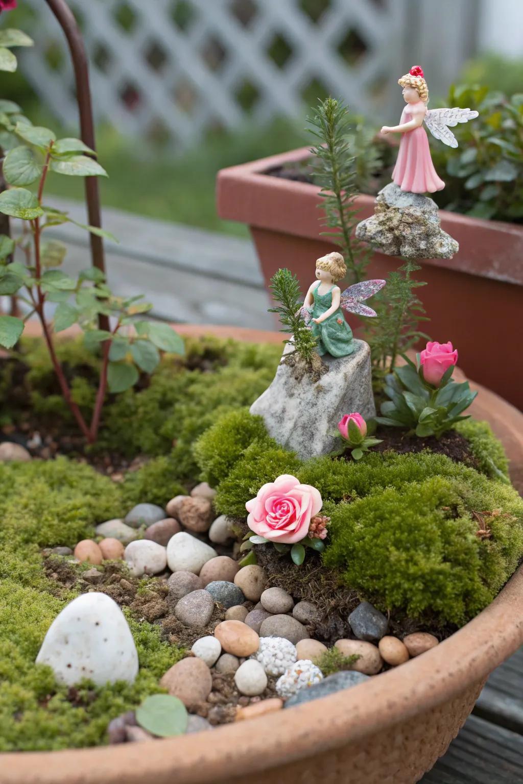 Fashion a magical realm with ice plants in a miniature fairy garden.