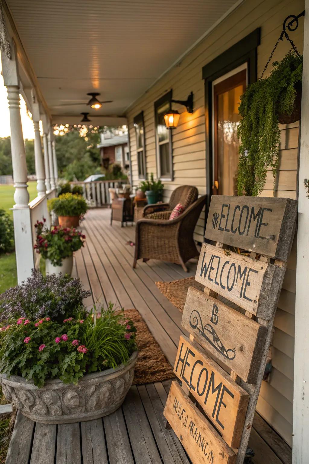 Rustic signs add a personal and welcoming touch.