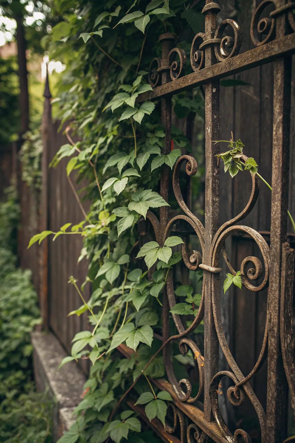 Nature meets craftsmanship: a perfect blend of metal and greenery.