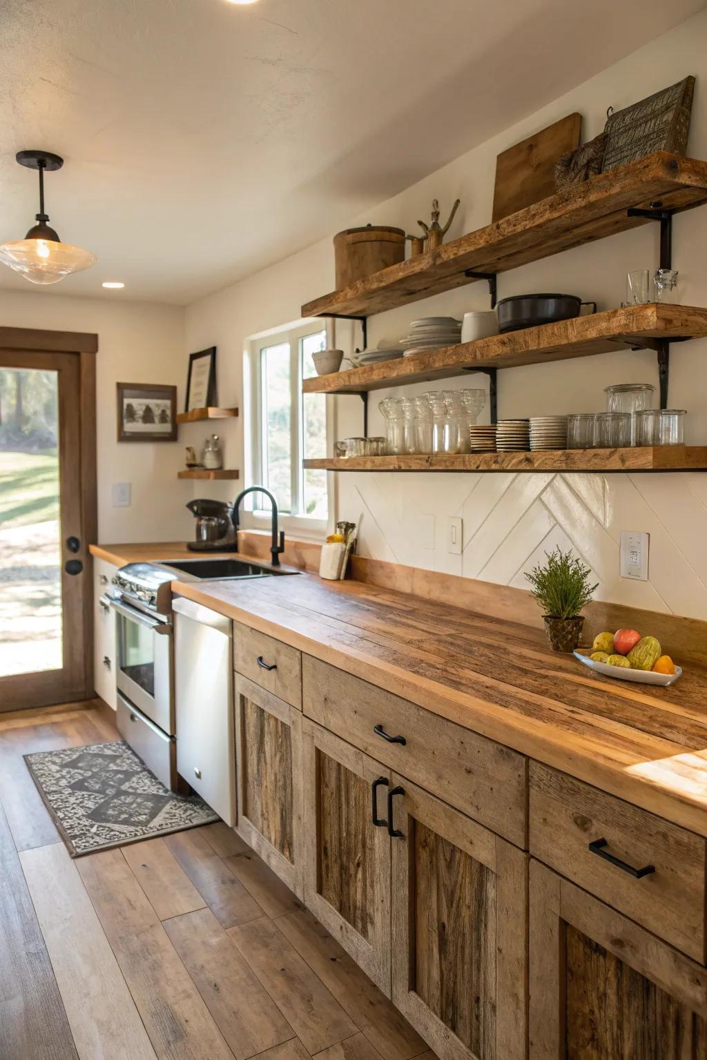 Reclaimed wood brings history and warmth to this kitchen.