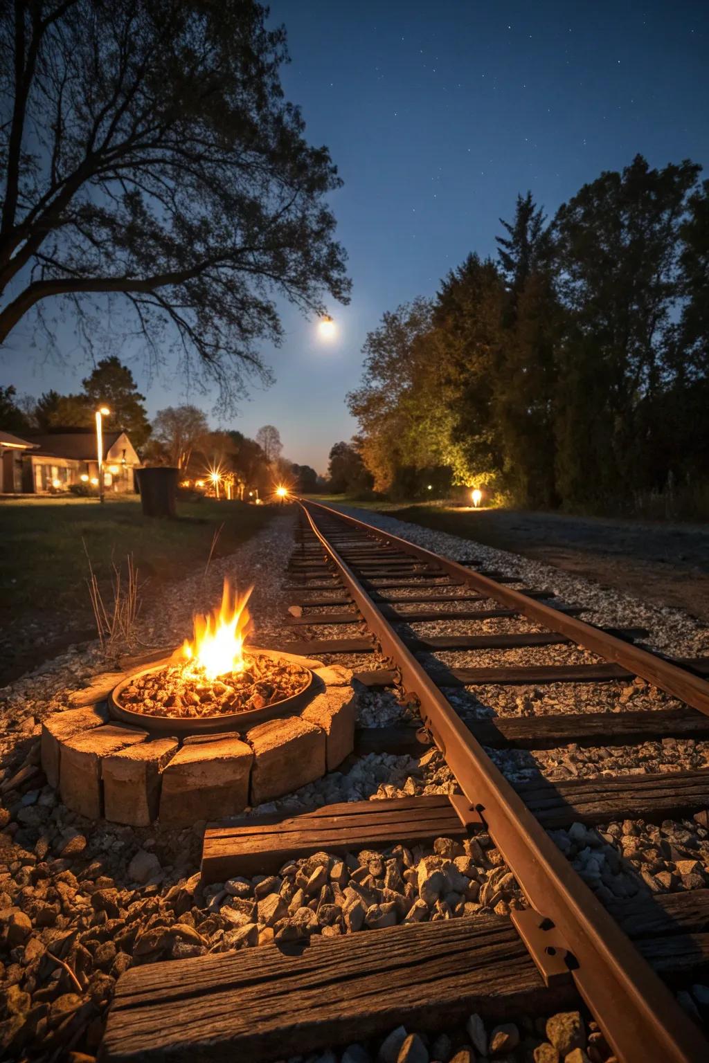 Railroad ties bring a touch of history to your fire pit.