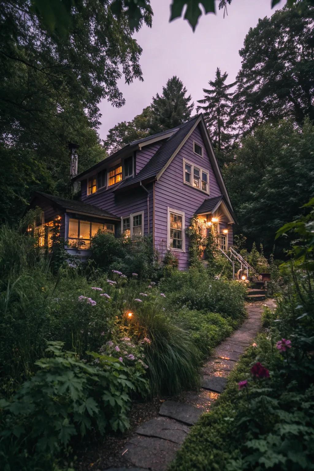 Mystical purple siding for an enchanting and unique home.