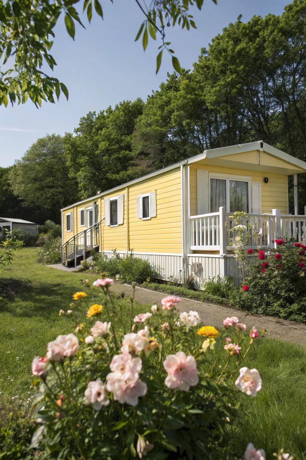 Sunny yellow lends warmth and cheer to your mobile home's appearance.