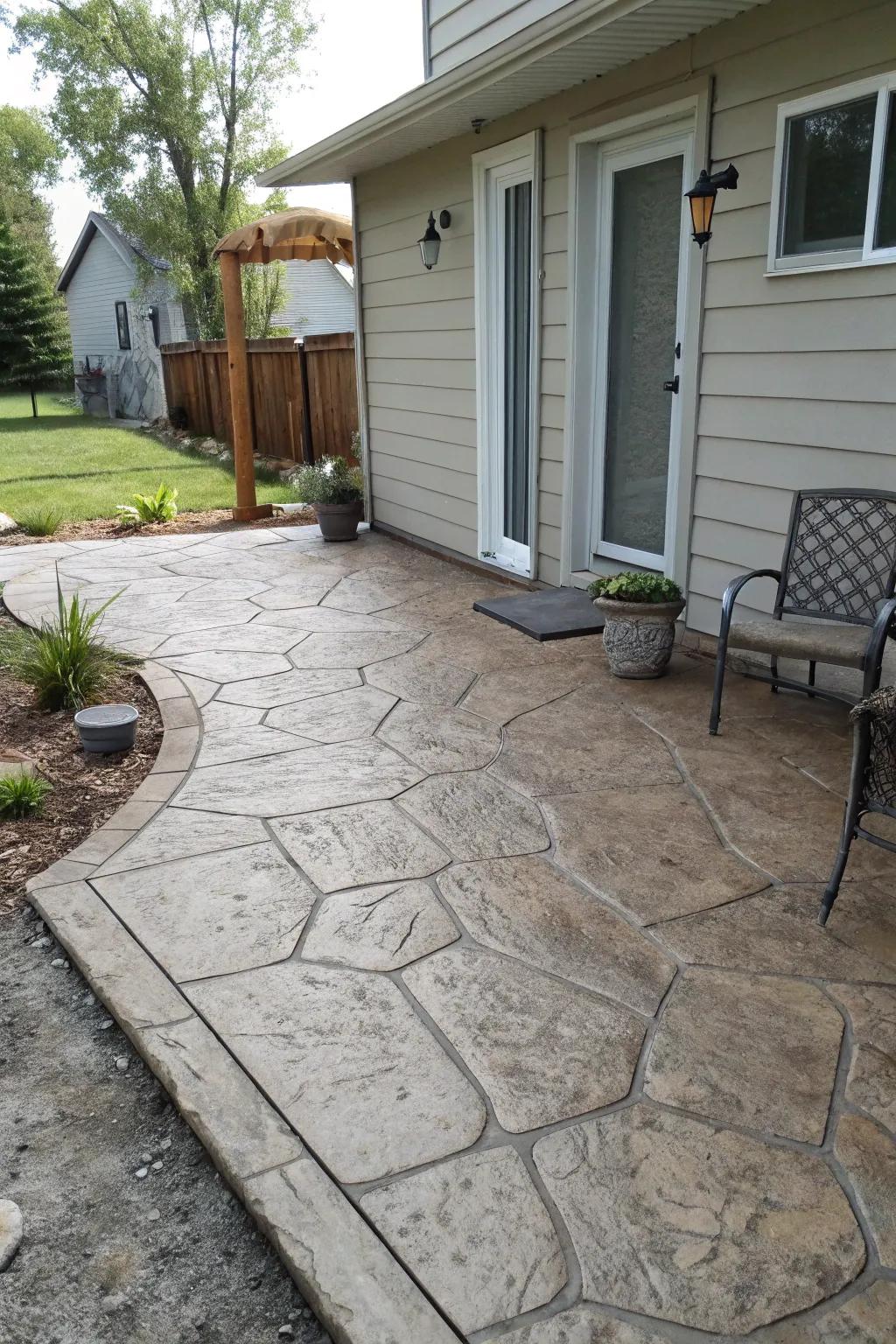Stamped concrete provides a sophisticated and natural look.