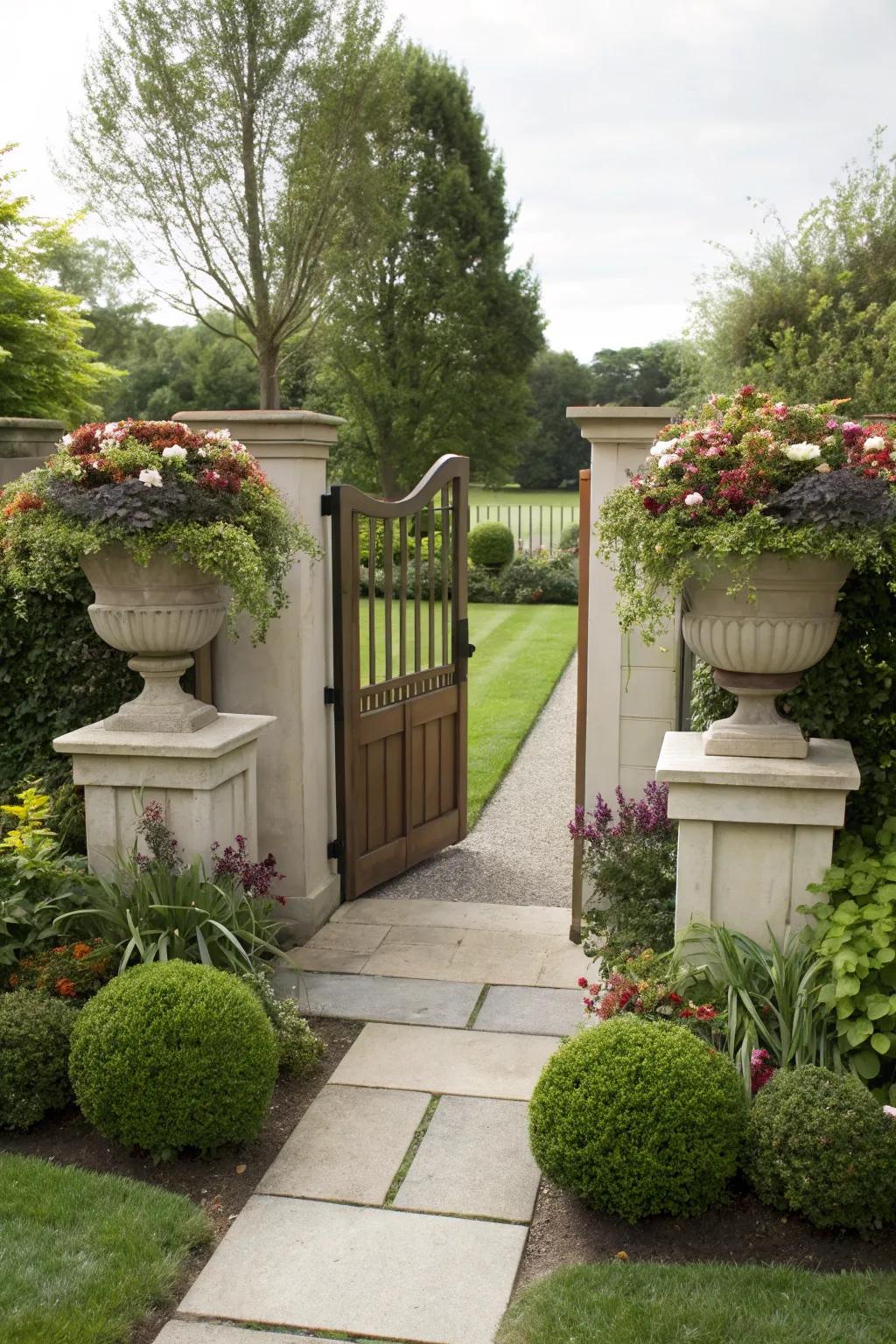 Symmetrical designs beautifully frame your entrance.