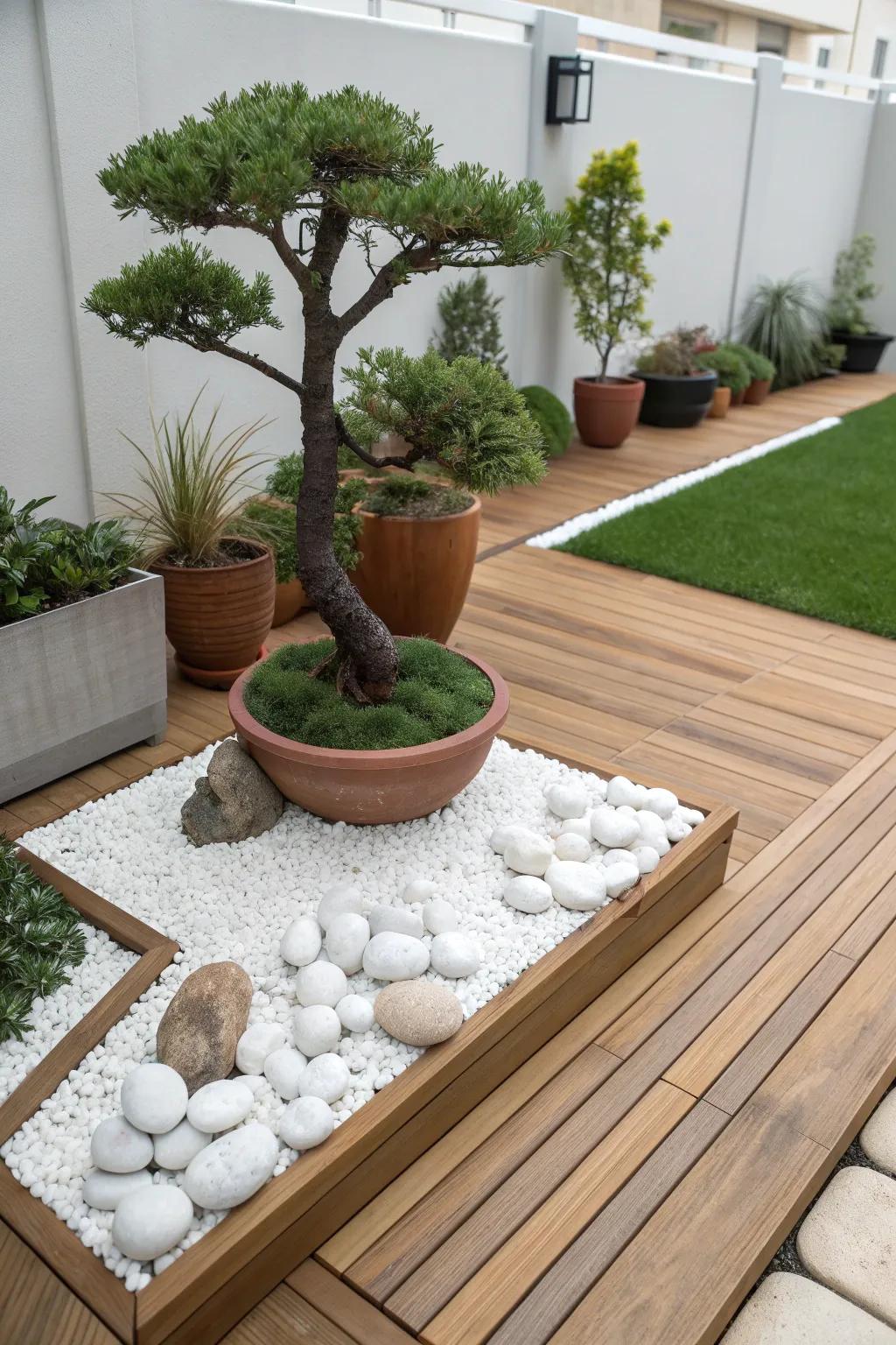 Find your inner peace in a minimalist Zen garden, where simplicity meets natural beauty.