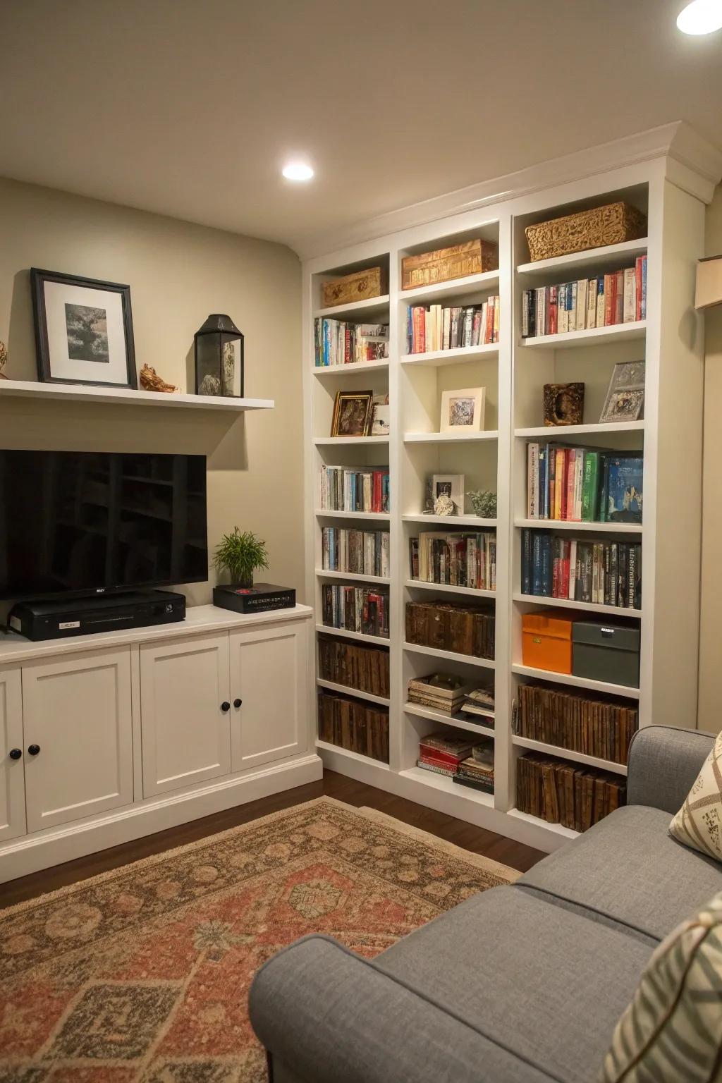 Vertical storage solutions maximize space.