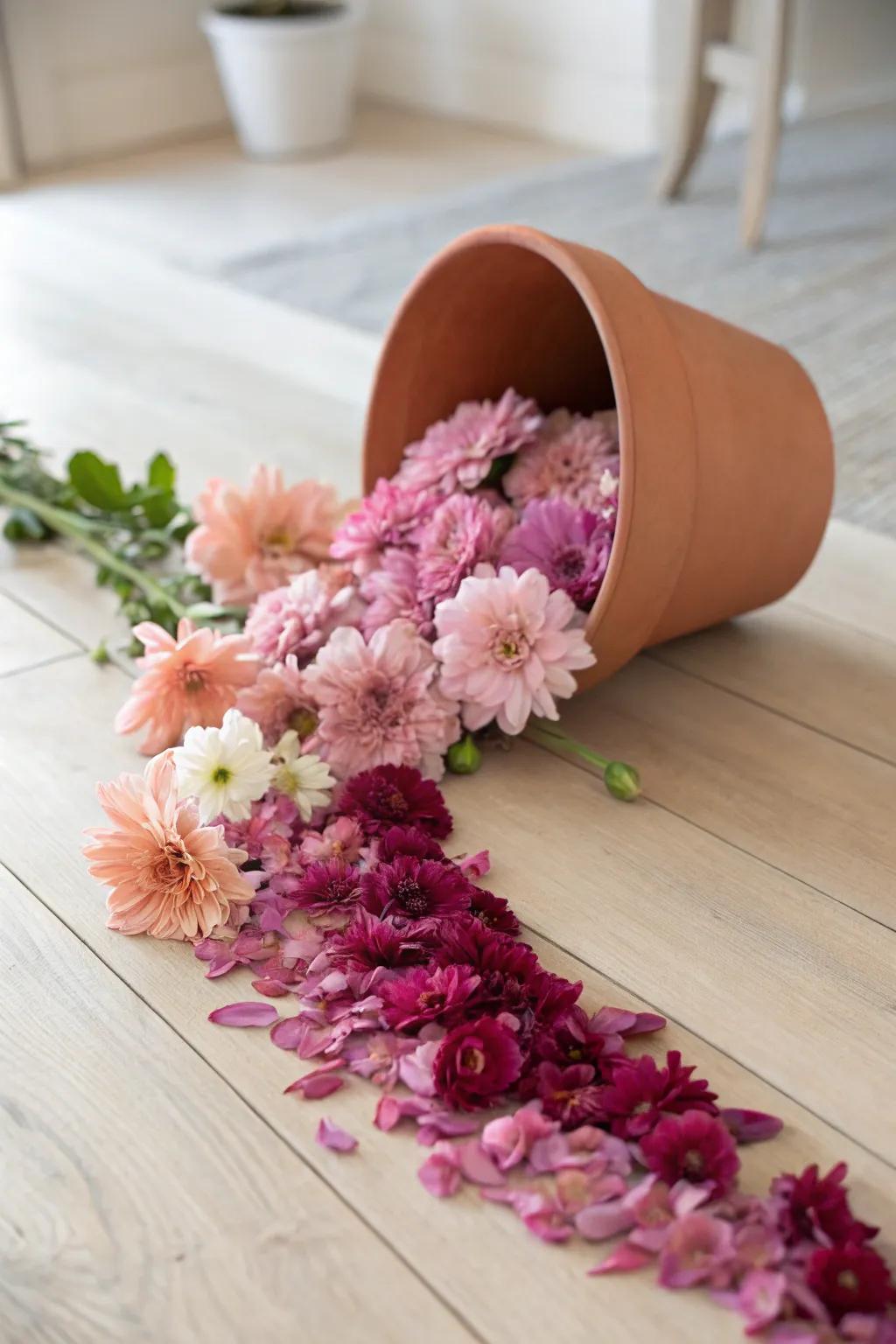 Unleash elegance in your garden with a captivating ombre flower spill—where simplicity meets charm.