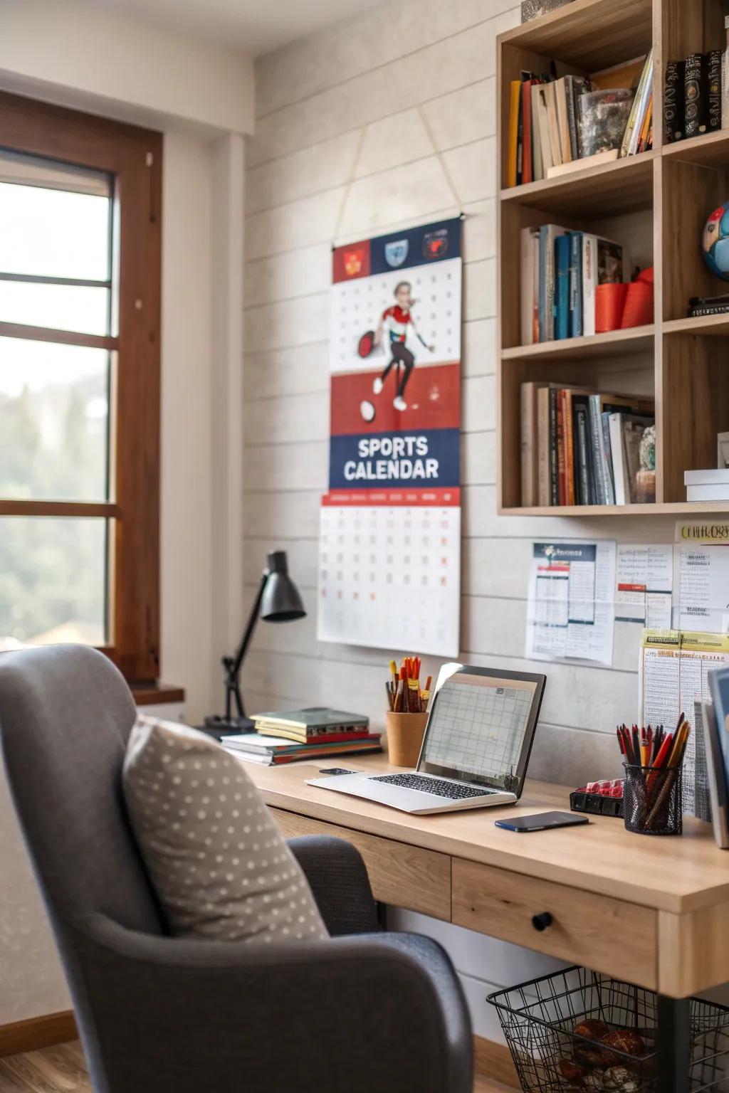 Sports calendars offer organization and visual appeal.