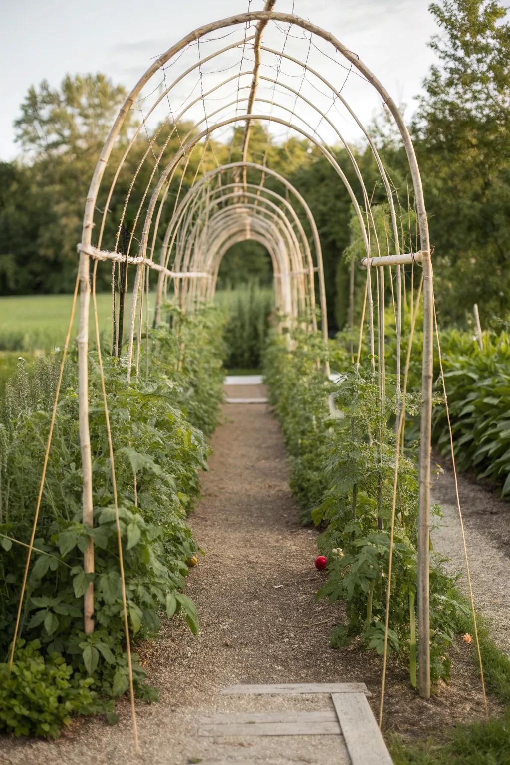 Embrace simplicity and natural beauty with this elegant garden archway trellis.