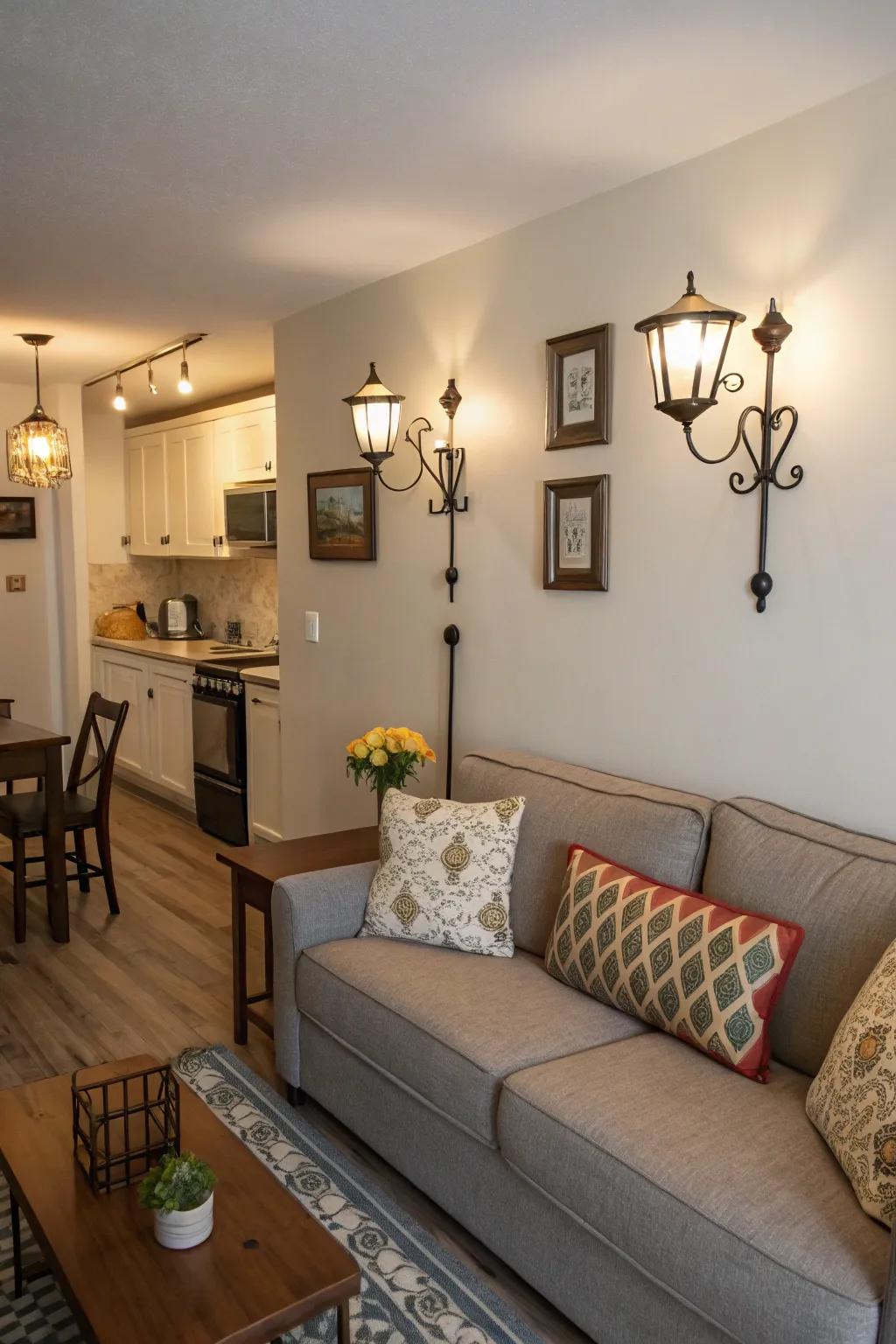 Wall sconces free up floor space and offer chic lighting solutions.