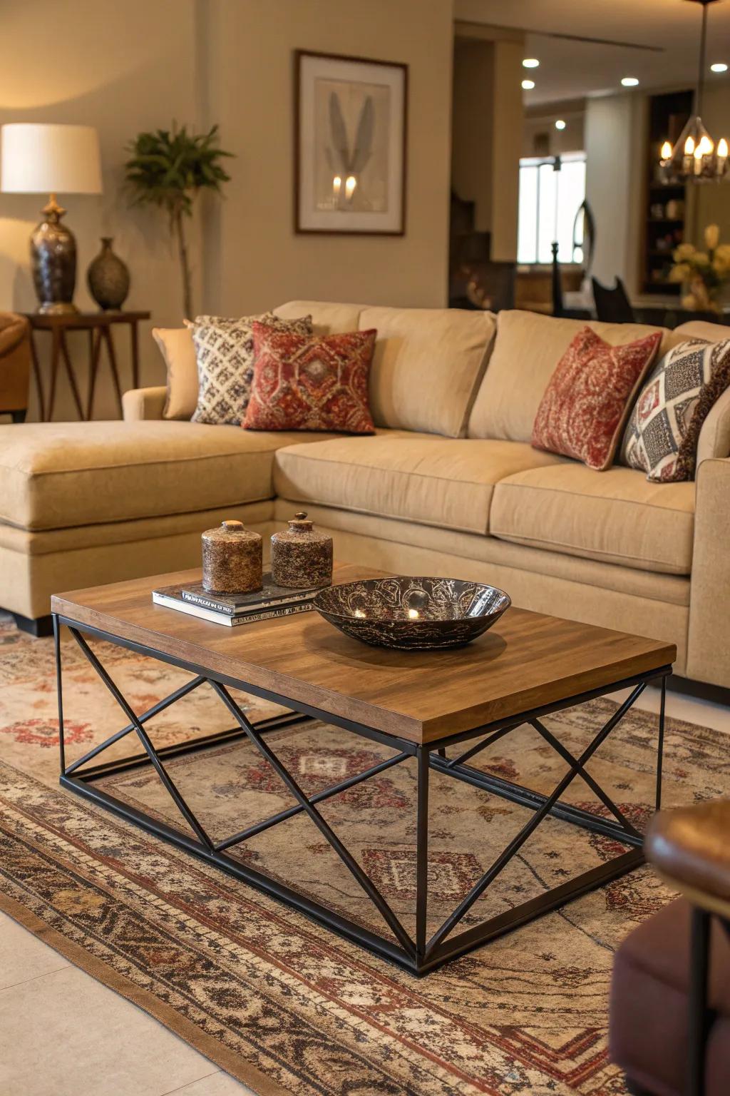 A statement coffee table adds character and interest.