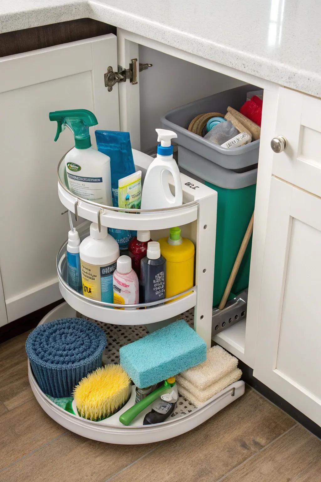 A Lazy Susan brings hard-to-reach items within easy reach.