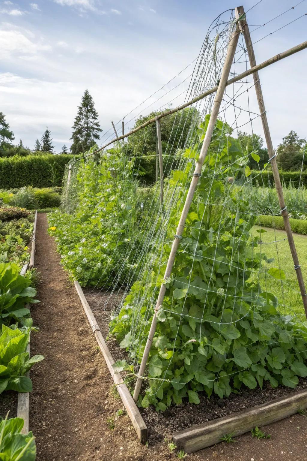 Netting trellises are versatile and budget-friendly.