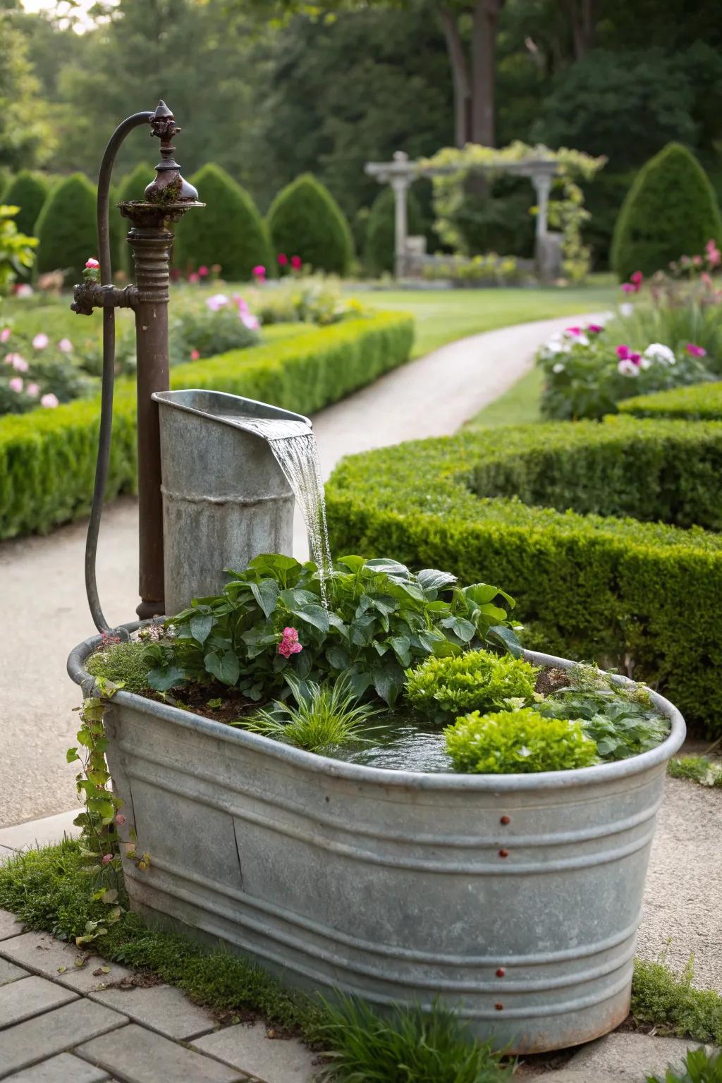 Galvanized tubs are versatile additions to any garden.