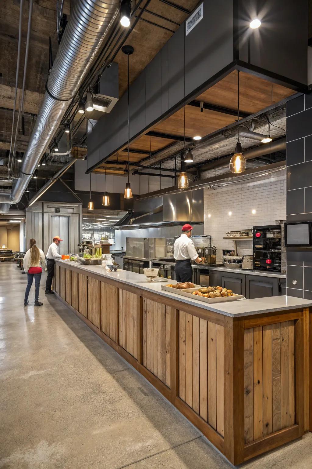 Create visual intrigue by mixing materials in your wainscoting