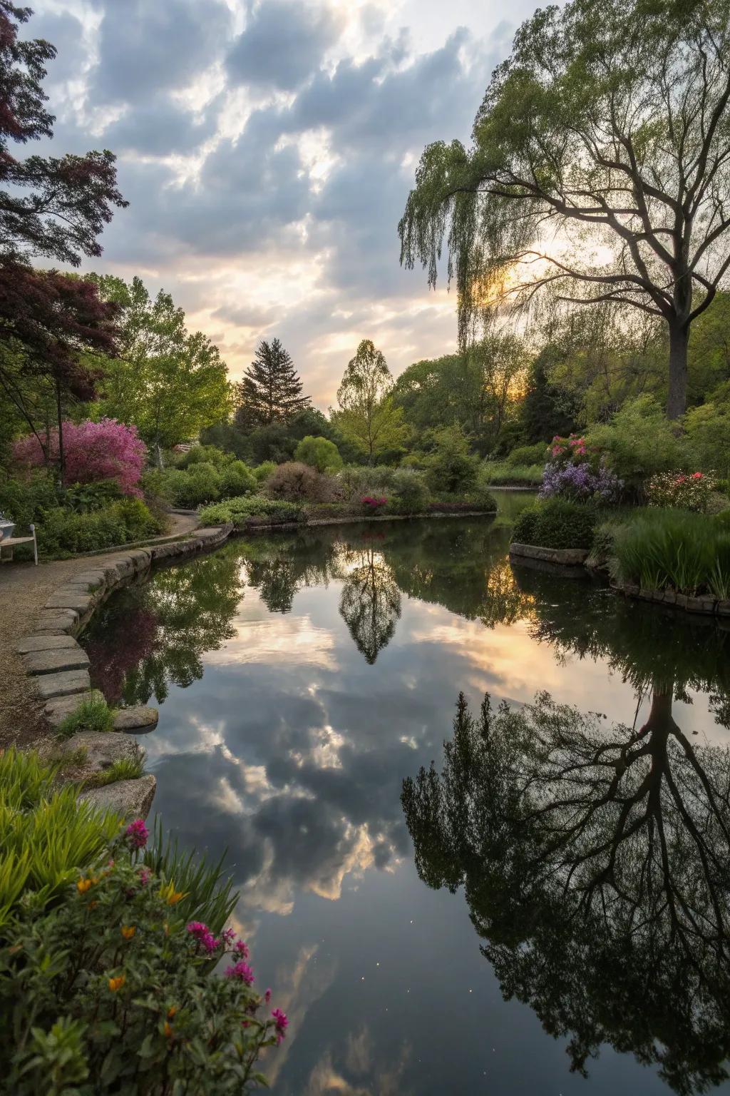 Echoing ponds establish breathtaking depth and reflection in gardens.