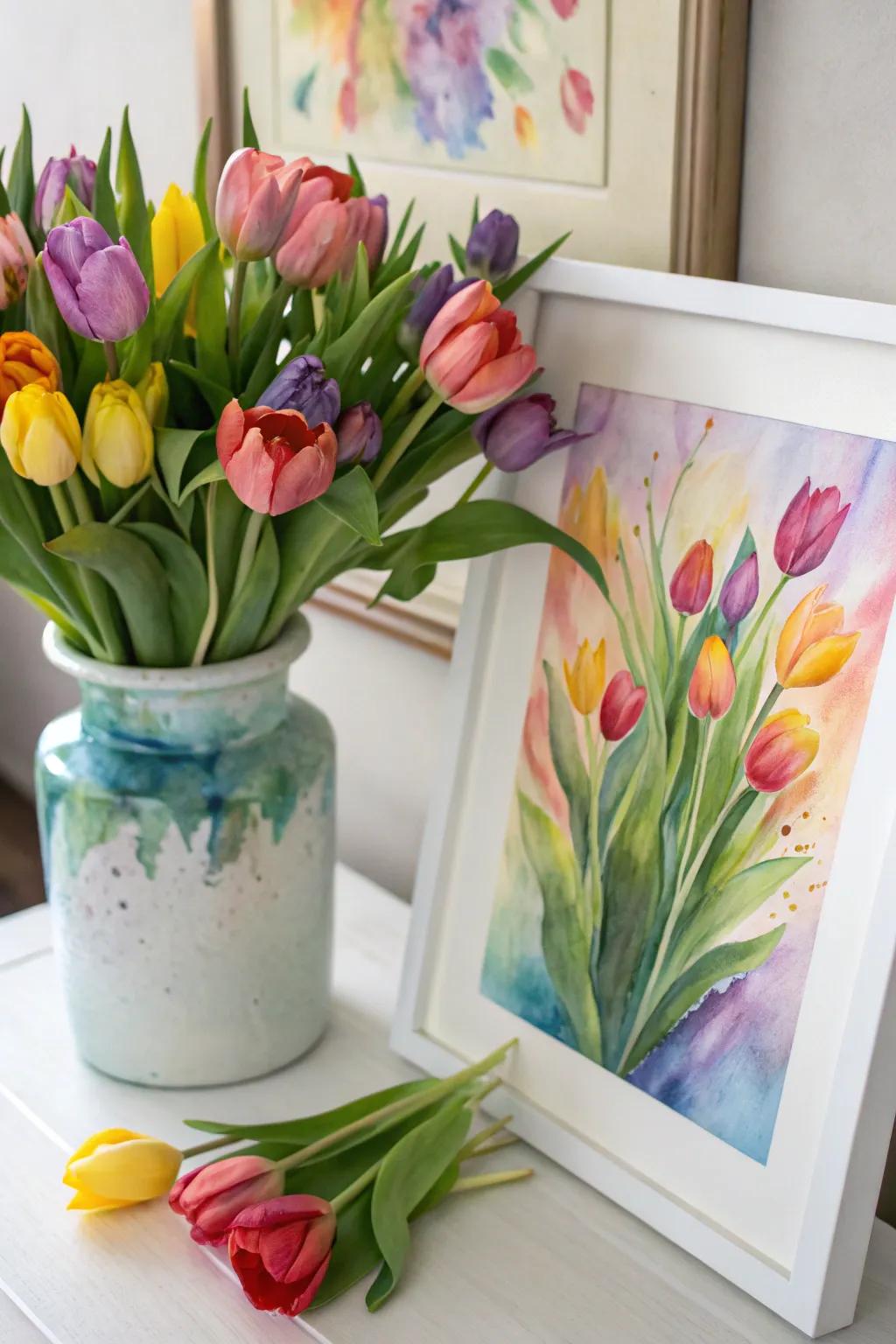 Vibrant tulips bringing springtime warmth and welcome.