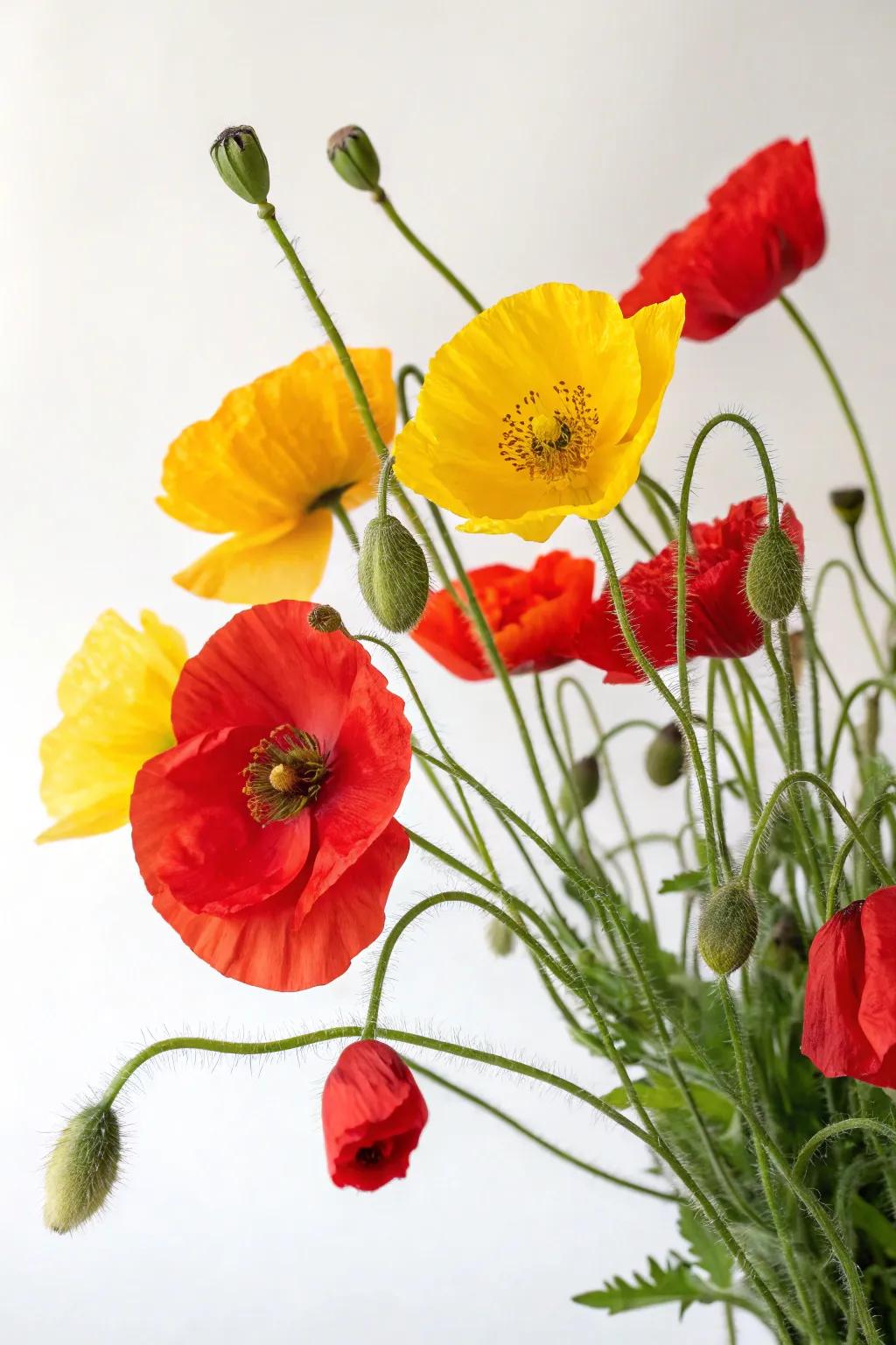 Poppies add a playful and artistic flair to a summer bouquet.