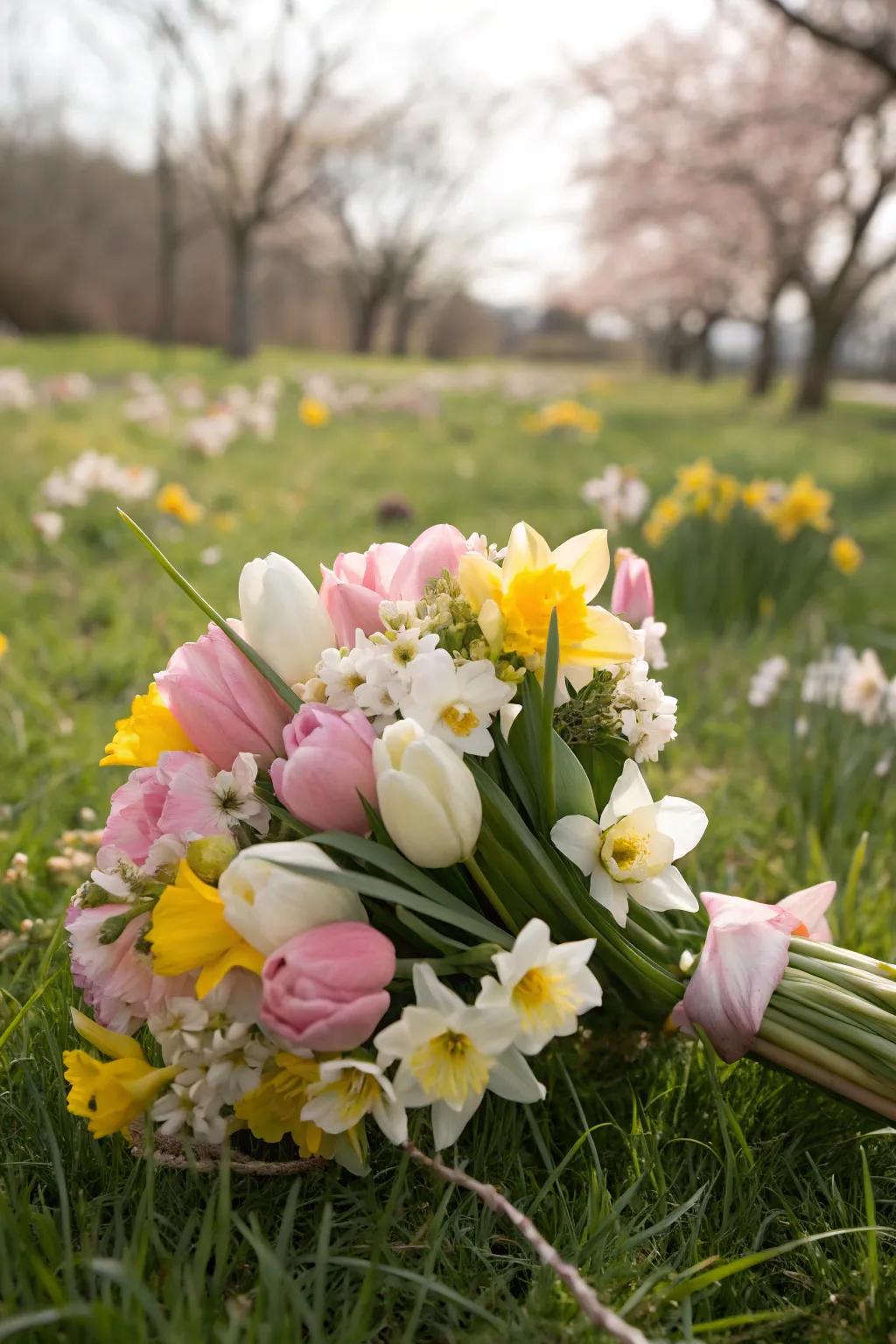 Seasonal blossoms showcasing tulips and daffodils