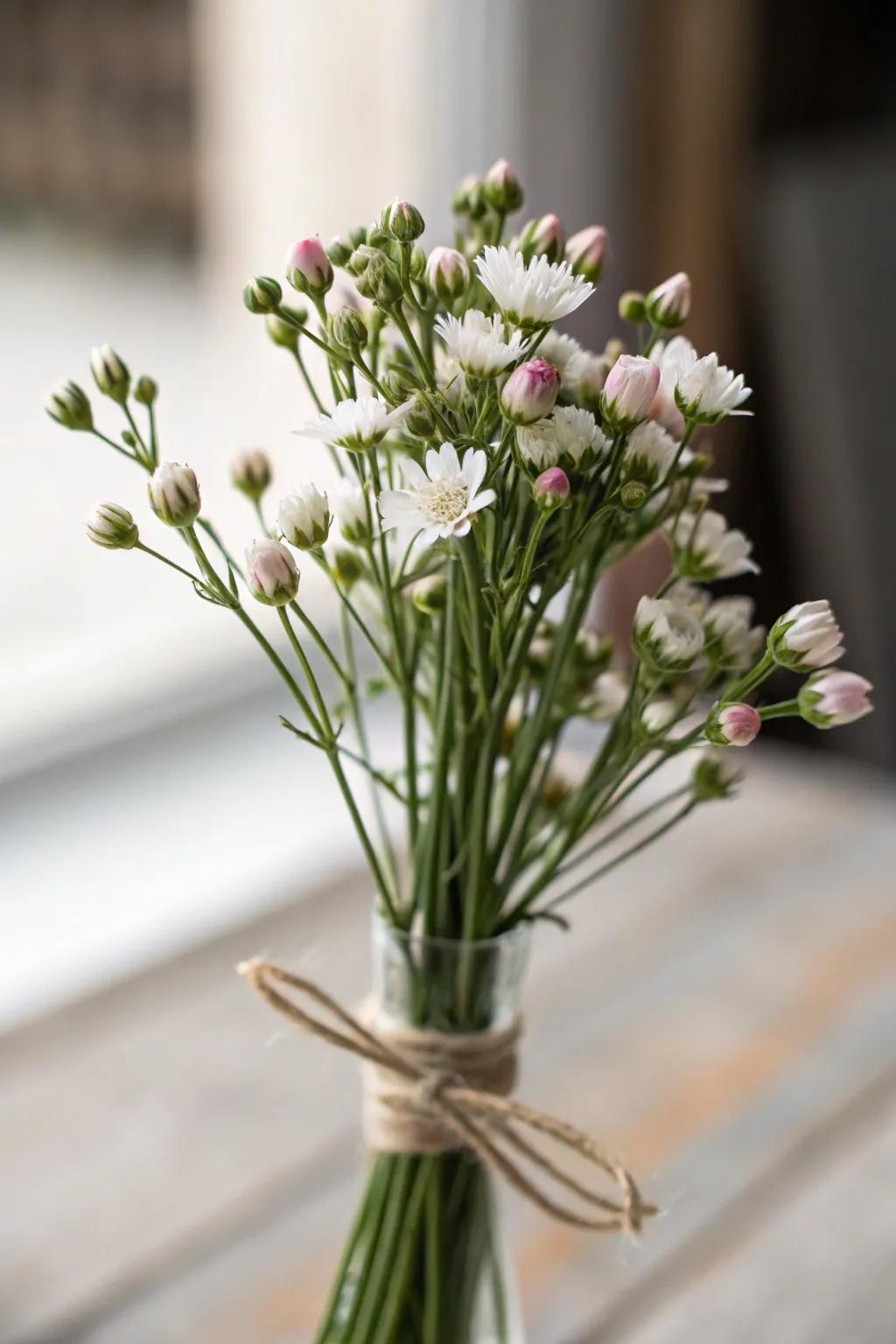 A subtle arrangement showcasing small flower buds.