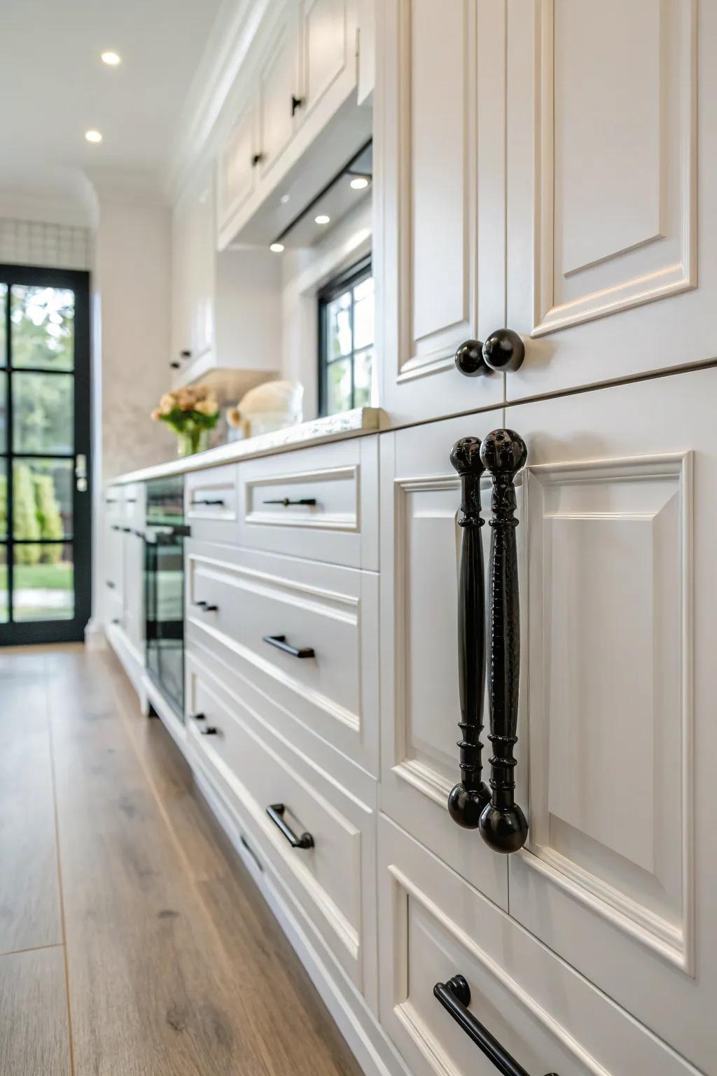 Radiant onyx fixtures adding drama and sophistication.