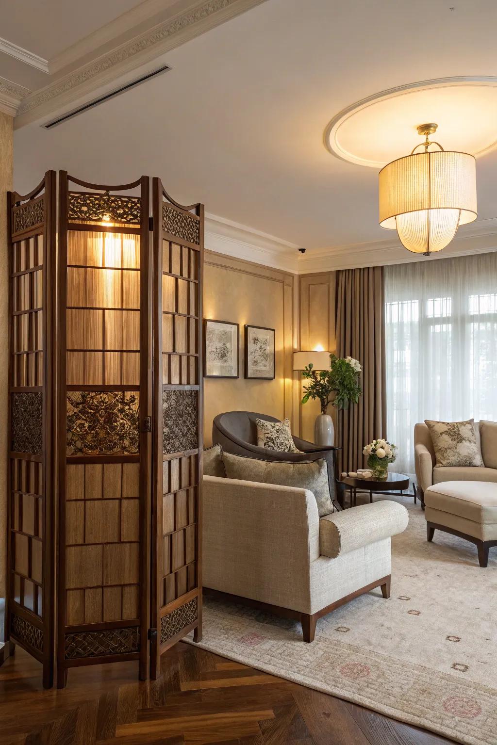 Curved designs bring a graceful and unique element to this living room.