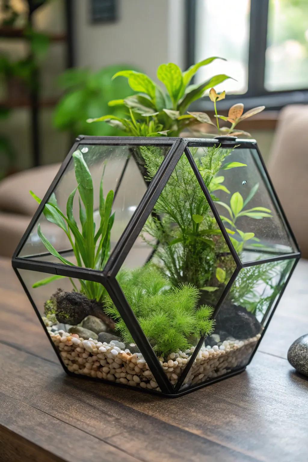 Establish equilibrium through a symmetrical flora arrangement.