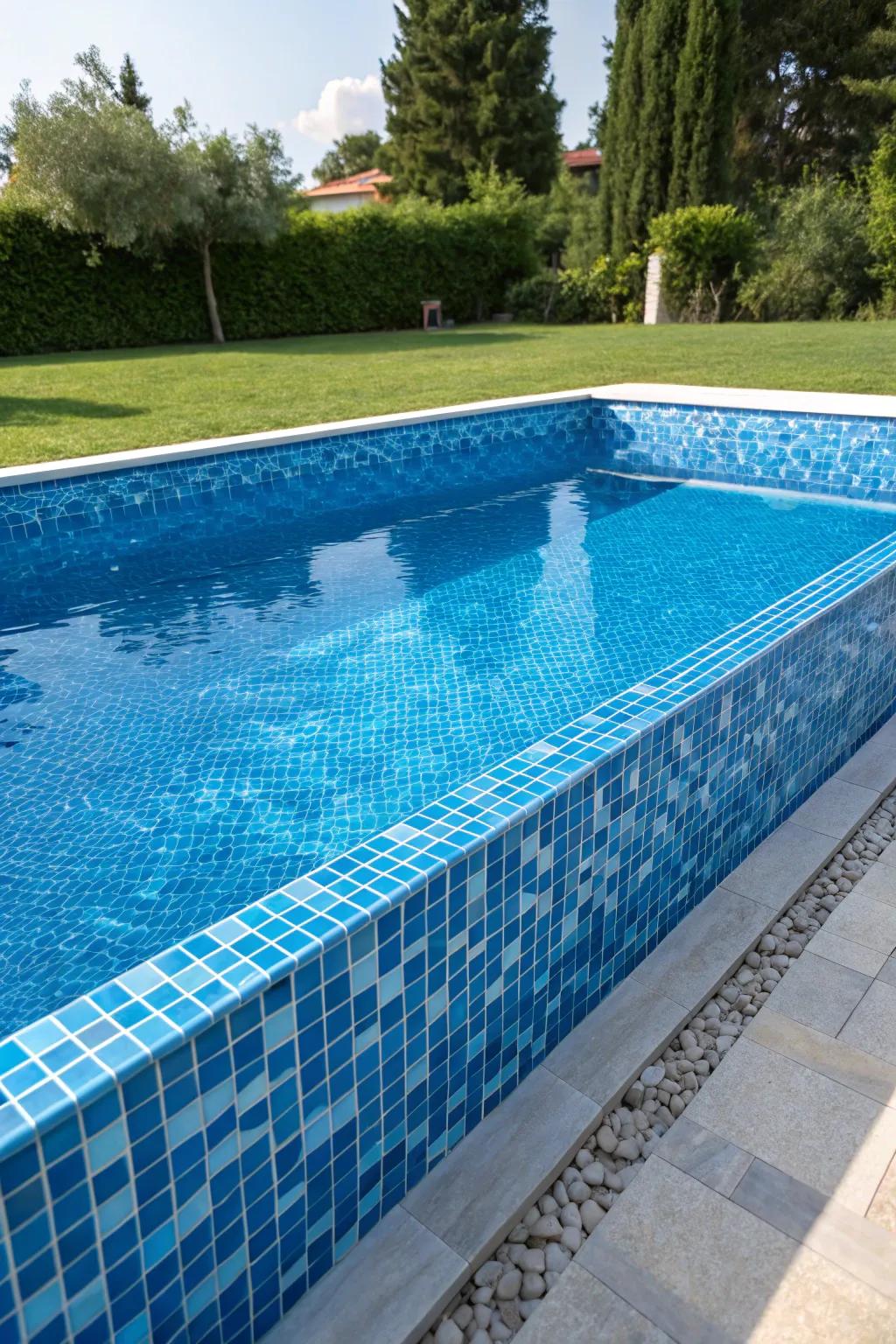 Mosaic tiles add a sparkle and artistic touch to your pool.