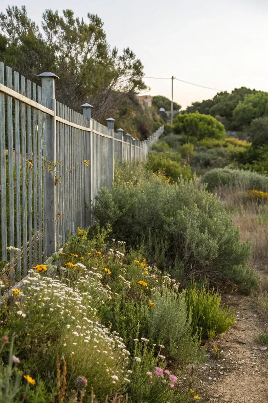 Natural plantings allow fences to blend with the landscape.