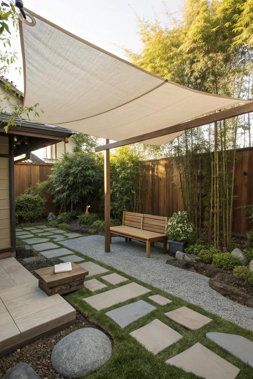 Embrace tranquility with Japanese style shade cloth.