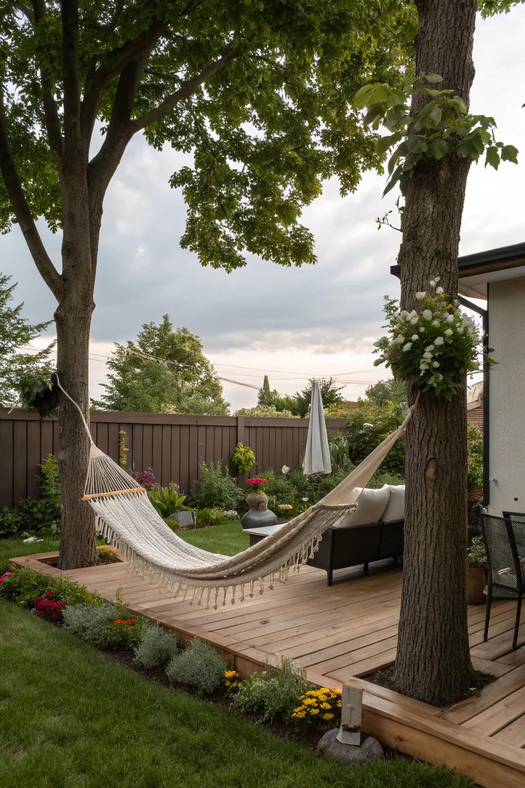 Swing into relaxation with a cozy hammock.