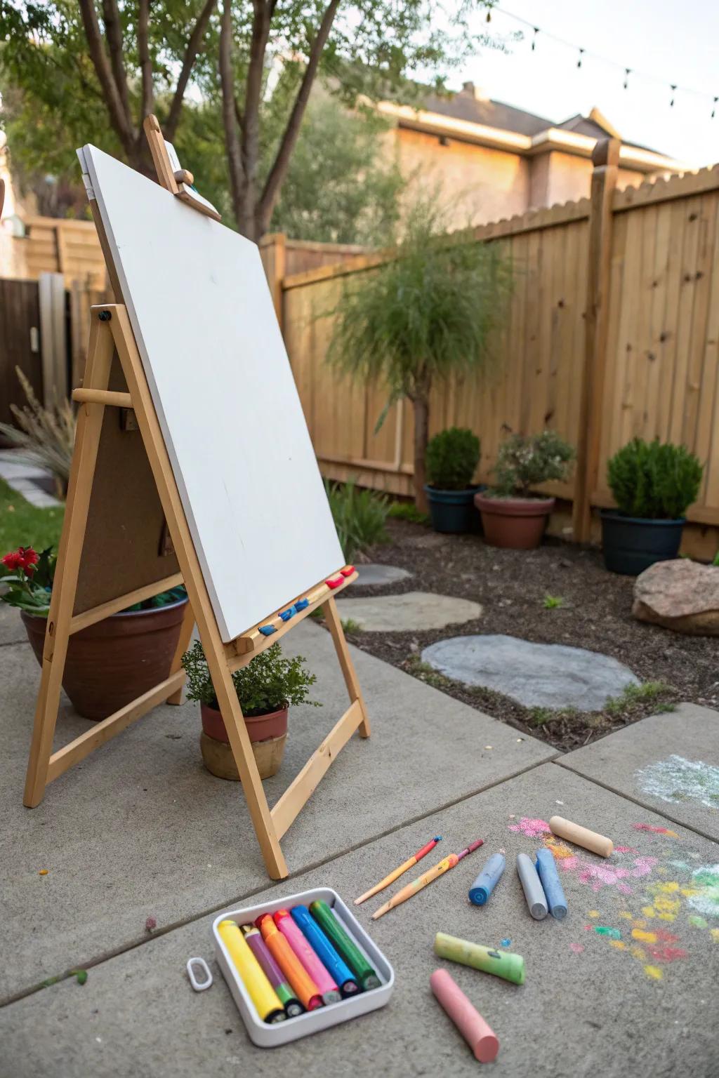 An outside art board ready for creative expression