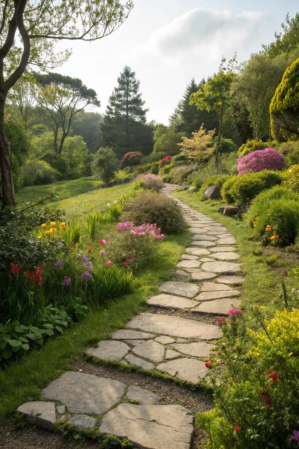 Stepping stones add whimsy and guide footsteps through the garden.