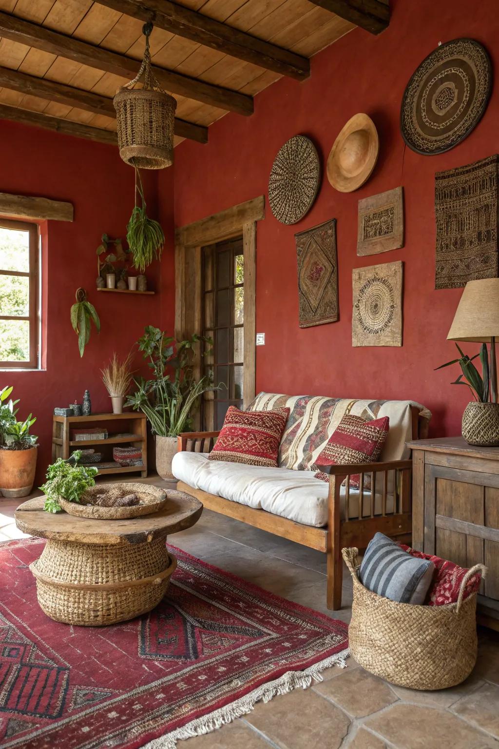 Infuse warmth with country red tones