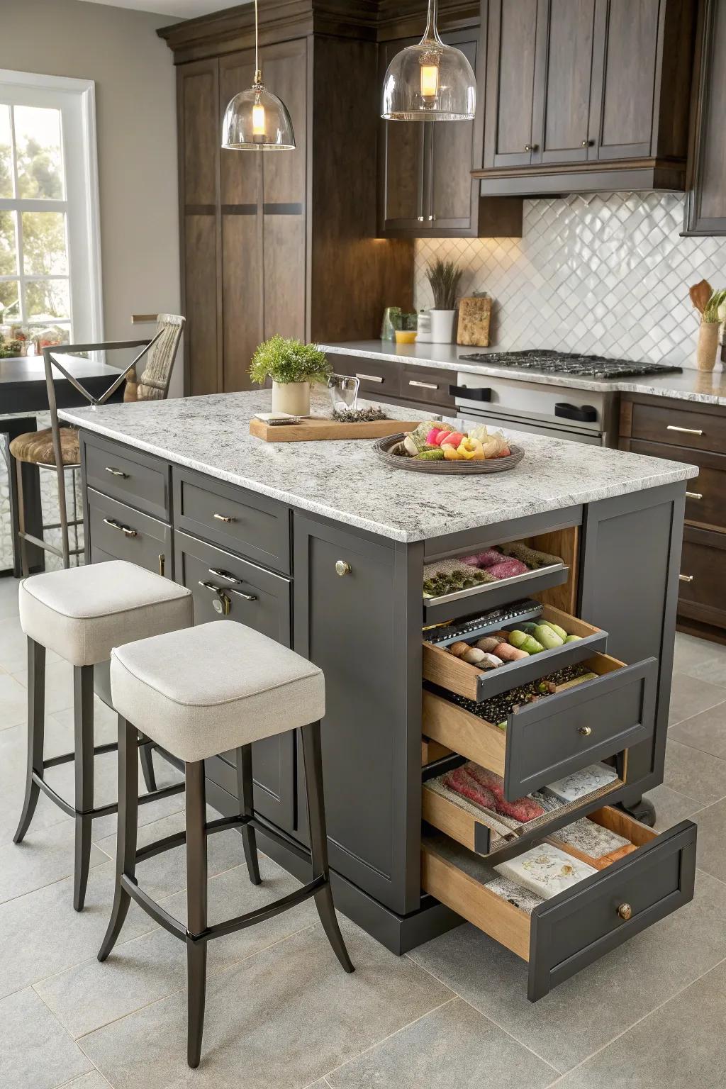 A multi-functional island maximizes value in the kitchen.