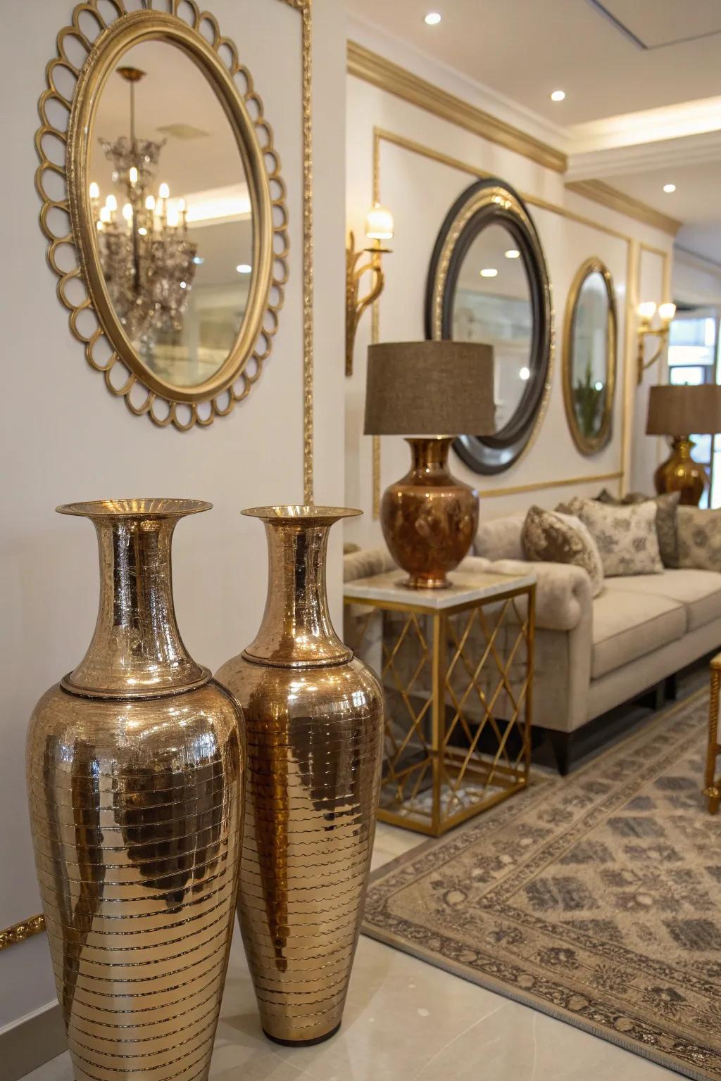 Metallic accents add a touch of luxury and sophistication.